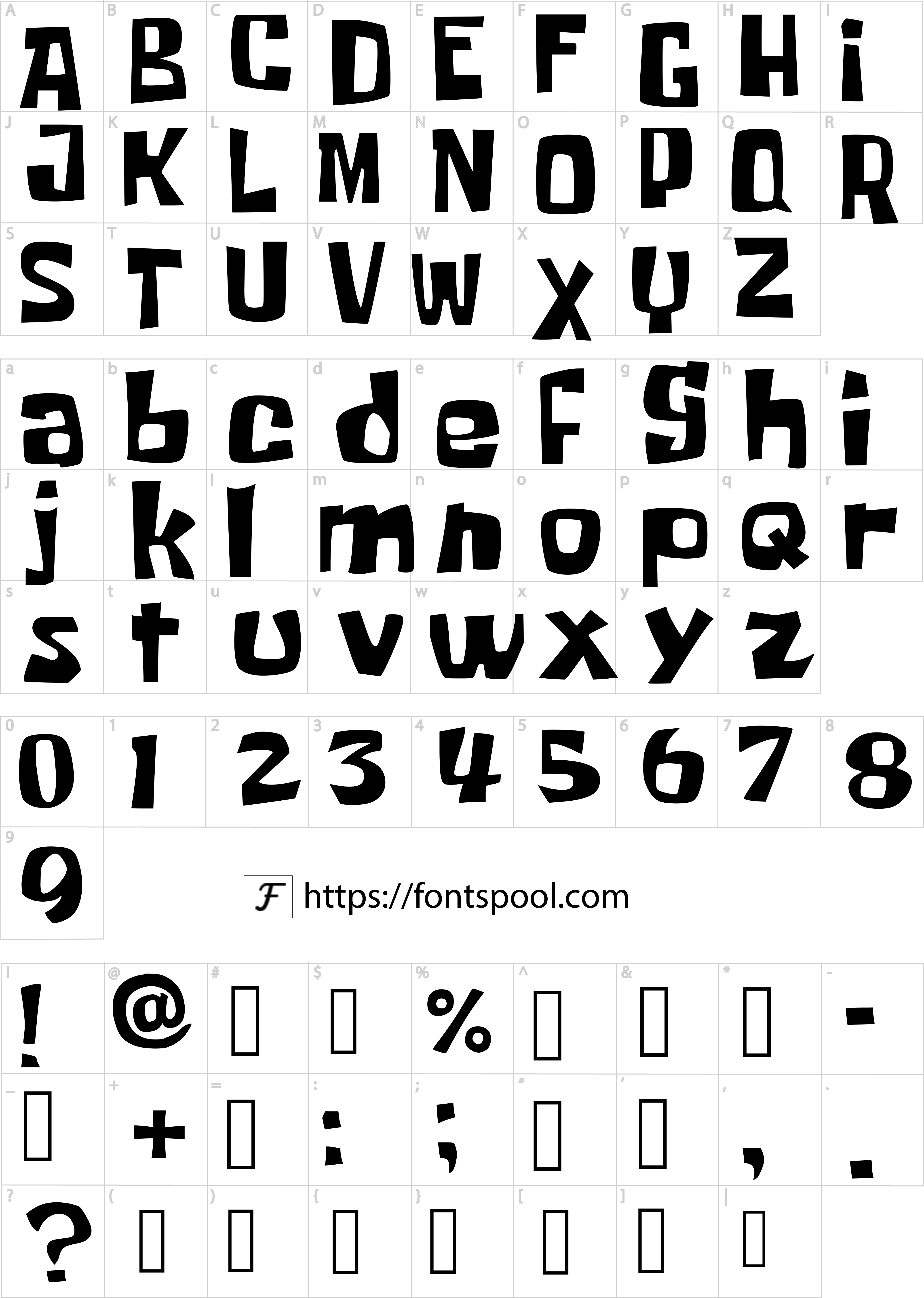 Spongebob Font character set