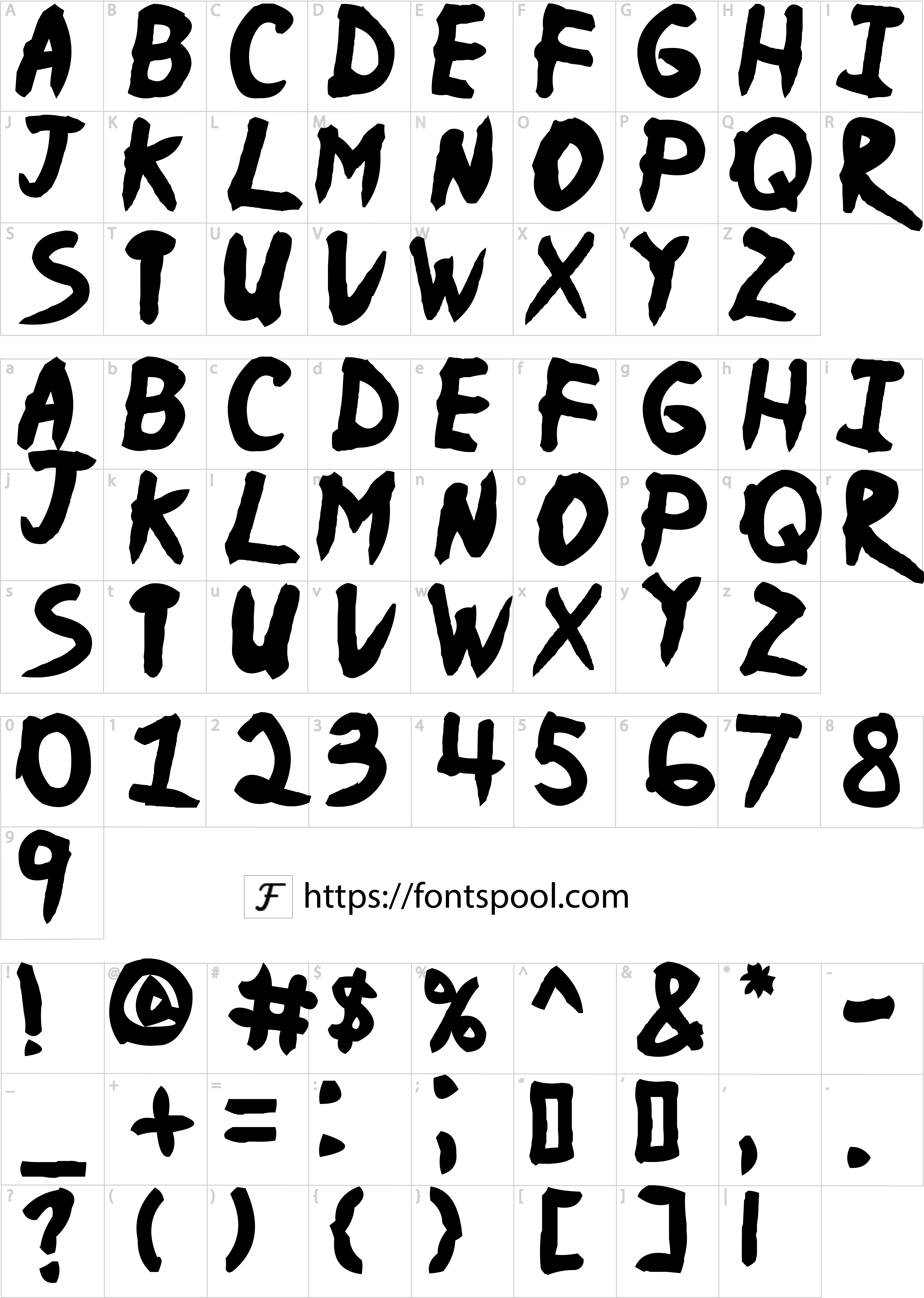 Naruto Font character set
