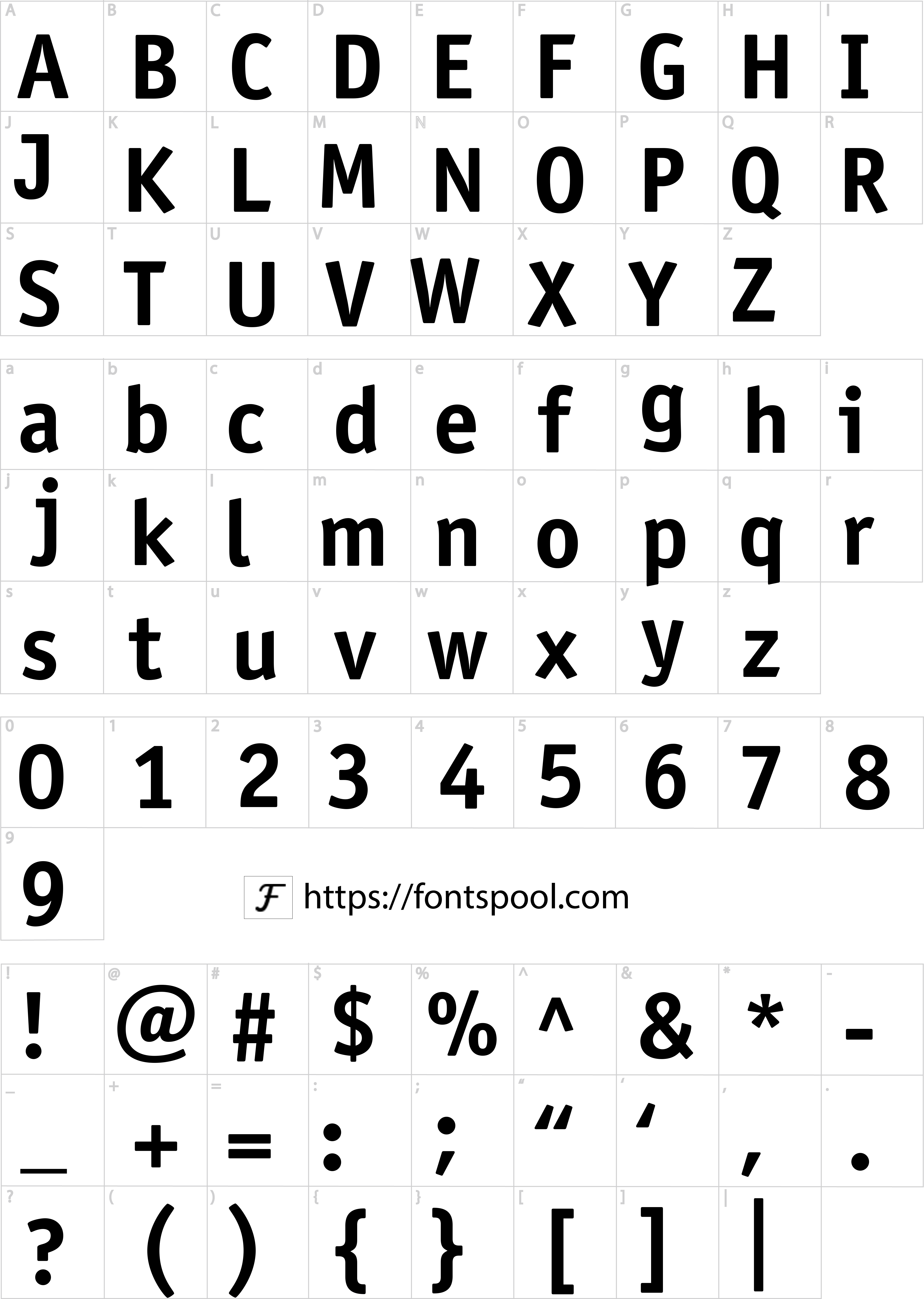 Amazon Font character set