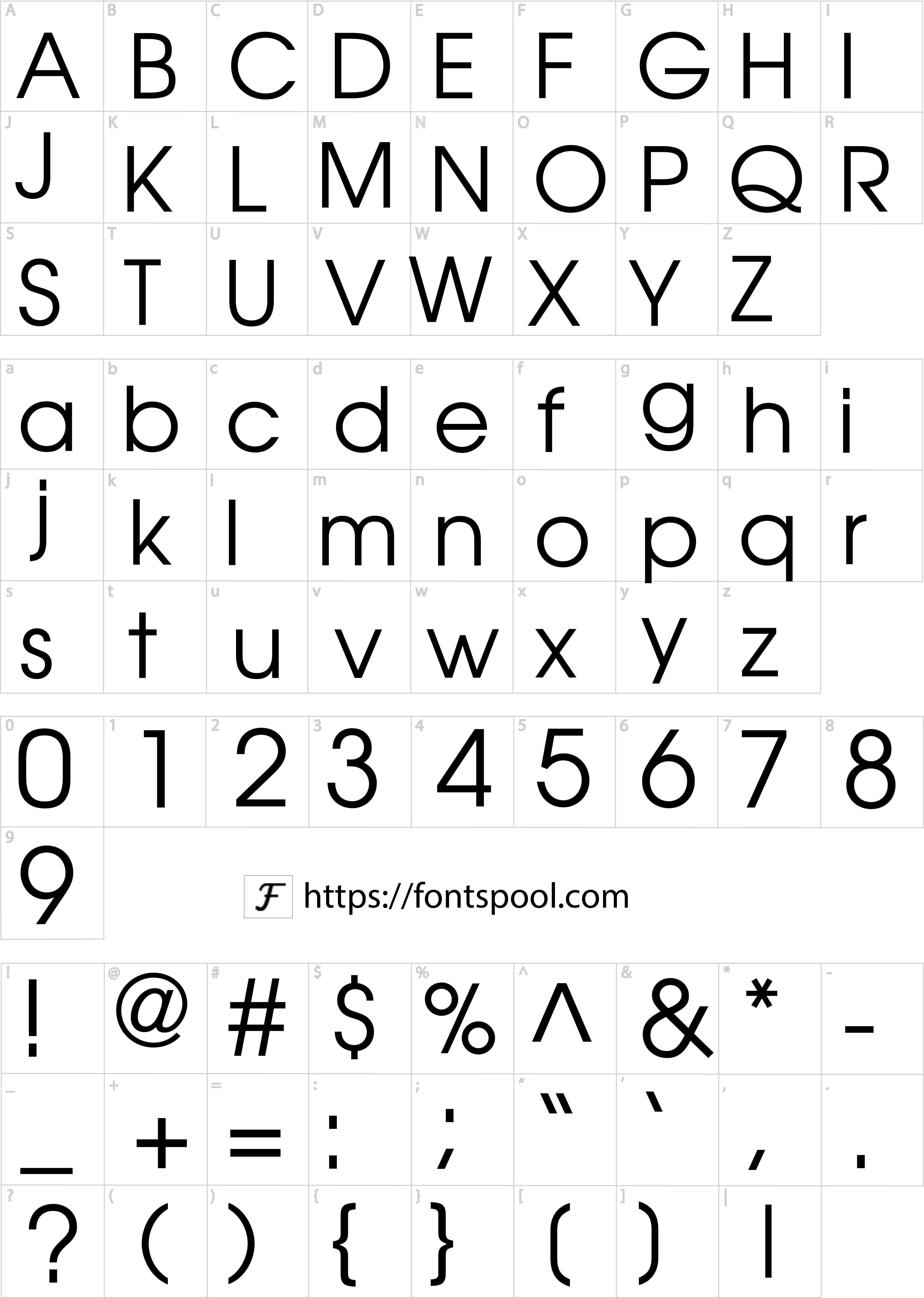 Adidas Font character set